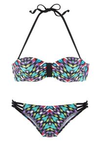 Bruno Banani, Damen Bügel-Bandeau-Bikini, Gelb / Smaragd / Lila