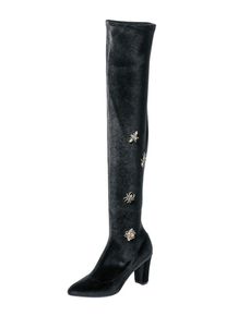 Heine, Damen Overknee aus Samt, Gold / Schwarz