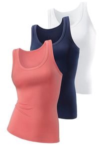 H.I.S. H.I.S, Damen Feinripp-Tanktops (3 Stck.), Navy / Melone / Wei&szlig;