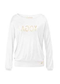 Curare Yogawear, Damen Langarmshirt 'Gold Edition', Gold / Weiß