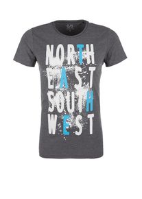 Q/S Designed By, Herren T-Shirt mit 3D-Splash-Print, Schwarzmeliert
