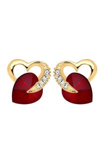 Elli, Damen Ohrringe, Gold / Dunkelrot / Weiß