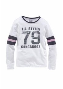 Kangaroos, Mädchen Langarmshirt, Navy / Rosa / Weiß