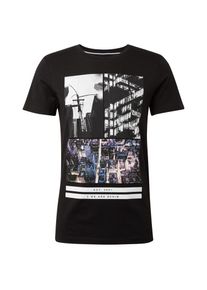 Tom Tailor Denim, Herren T-Shirt, Rauchblau / Schwarz / Wei&szlig;