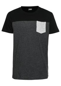Urban Classics, Herren T-Shirt '3-Tone Pocket Tee', Hellgrau / Dunkelgrau / Schwarz