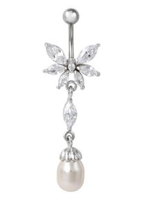 Firetti, Damen Piercing mit Perle und Zirkonia, Silber