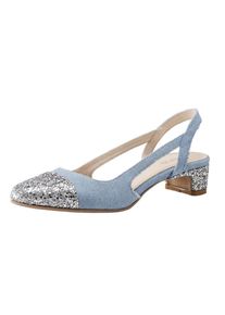 Heine, Damen Slingpumps, Blue Denim / Silber