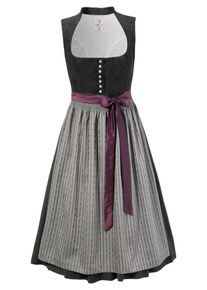 HOHENSTAUFEN, Damen H.Moser Dirndl midi mit schimmernder Schürze, Grau / Anthrazit / Lila