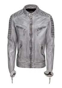 Freaky Nation, Herren Lederjacke 'Best Buddy', Grau