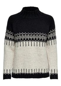 Only, Damen Pullover, Hellgrau / Schwarz