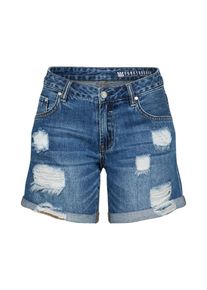 Funky Buddha, Damen Slimfit Shorts im Used-Look, Blue Denim