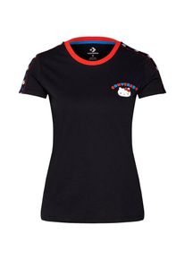 Converse, Damen Shirt 'Converse x HELLO KITTY S/S RINGER TEE BLACK', Rot / Schwarz
