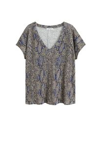 Violeta by Mango, Damen T-shirt 'Mamba', Sand / Blau / Schwarz