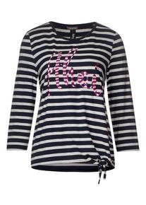 Street One, Damen Shirt, Nachtblau / Neonlila / Pink / Weiß