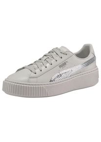 Puma, Damen Sneaker 'Basket Platform Bling Jr', Grau / Wei&szlig;