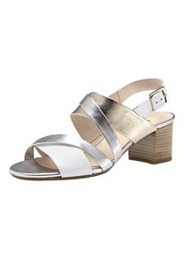Gabor, Damen Sandalette, Gold / Silber / Wei&szlig;