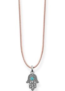 Thomas Sabo, Damen Kette mit Anhänger 'Little Secrets Choker 'Ethno Fatimas Hand', LSKE008-905-17-L80v', Beige / Türkis / Silber