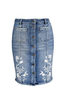 s.Oliver RED LABEL, Damen Jeansrock mit Embroidery, Blue Denim