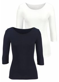 Lascana, Damen Shirt, Nachtblau / Weiß