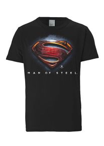 logoshirt, Herren T-Shirt 'Superman - Logo - Man Of Steel', Schwarz