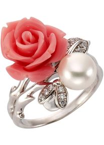 Firetti, Damen Ring &raquo;Rose&laquo; mit Zirkonia und S&uuml;&szlig;wasserzuchtperle, Silber