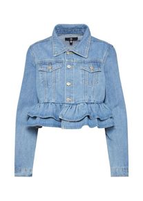 Missguided, Damen Jacke 'FRILL HEM CROPPED DENIM JACKET LIGHTWASH', Hellblau