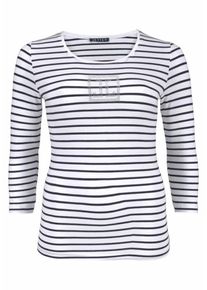JETTE, Damen 3/4-Arm-Shirt, Navy / Weiß
