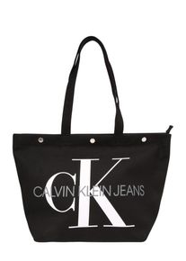 Calvin Klein Jeans, Damen Shopper 'E/W BOTTOM TOTE MONOGRAM', Schwarz