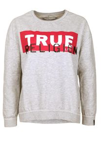 True Religion, Damen Sweatshirt, Graumeliert / Hellrot / Weiß