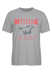 Mustang, Herren T-Shirt, Graumeliert / Rot