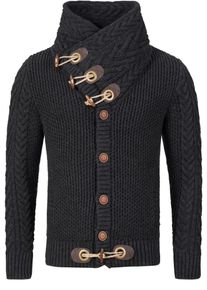 INDICODE JEANS, Herren Strickjacke 'Fort Worth', Anthrazit