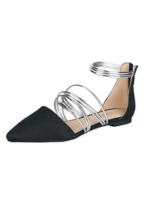 Heine, Damen Ballerina, Schwarz / Silber