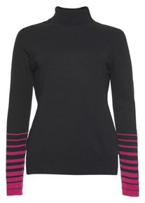 AJC, Damen Rollkragenpullover, Cyclam / Schwarz