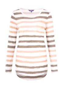 NAVIGAZIONE, Damen Streifenshirt, Champagner / Taupe / Wei&szlig;