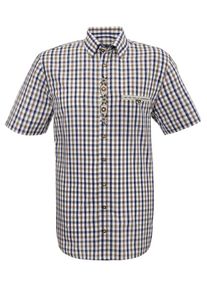 OS-Trachten, Herren Trachtenhemd, Creme / Navy / Brokat