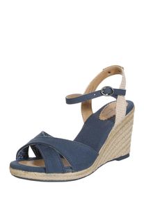 Pepe Jeans, Damen Wedge-Sandale 'Shark', Beige / Marine