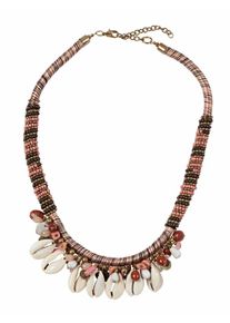Heine, Damen Kette mit Muschelanhängern, Creme / Braun / Altrosa