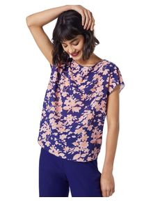 RENÉ LEZARD, Damen Bluse 'H027A', Navy / Rosa