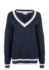 TRIANGLE, Damen Pullover, Navy / Wei&szlig;