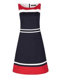 s.Oliver BLACK LABEL, Damen Kleid 'KLEID KURZ', Navy / Rot / Weiß