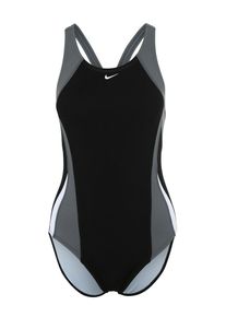 Nike Swim, Damen Badeanzug 'FAST BACK ONE PIECE', Grau / Schwarz / Weiß