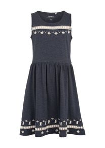 name it, Mädchen Kleid 'Kilsa', Indigo / Weiß