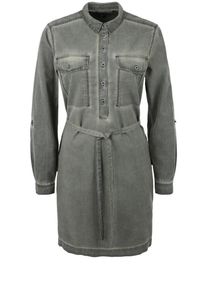 Q/S Designed By, Damen Hemdblusenkleid im Gart Dye, Rauchgrau