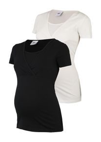 MAMALICIOUS, Damen Shirt 'MLLEA ORGANIC TESS SS TOP NF 2-PACK', Schwarz / Weiß