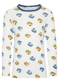 name it, Woll Oberteil mit langen Ärmeln, Blau / Gelb / Weiß