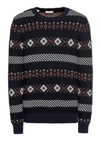Selected Homme, Herren Pullover 'NEWMONRAD COT CREW NECK', Dunkelblau / Braun / Grau