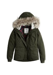 Hollister, Damen Jacke 'LD18-FLANNEL LINED ANORAK', Oliv