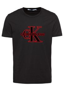 Calvin Klein Jeans, Herren Shirt ' MONOGRAM FRONT LOGO ', Rot / Schwarz