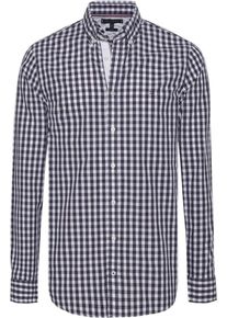 Tommy Hilfiger, Herren Hemd, Basaltgrau / Aubergine / Weiß