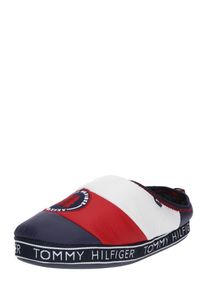 Tommy Hilfiger, Damen Slipper 'WOMENS DOWNSLIPPER PATCH', Navy / Rot / Wei&szlig;
